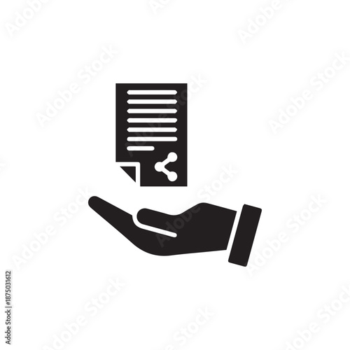 Document handover glyph icon. Simple solid style file symbol. Ownership, transfer, academy, business agreement concept. Vector illustration isolated on white background