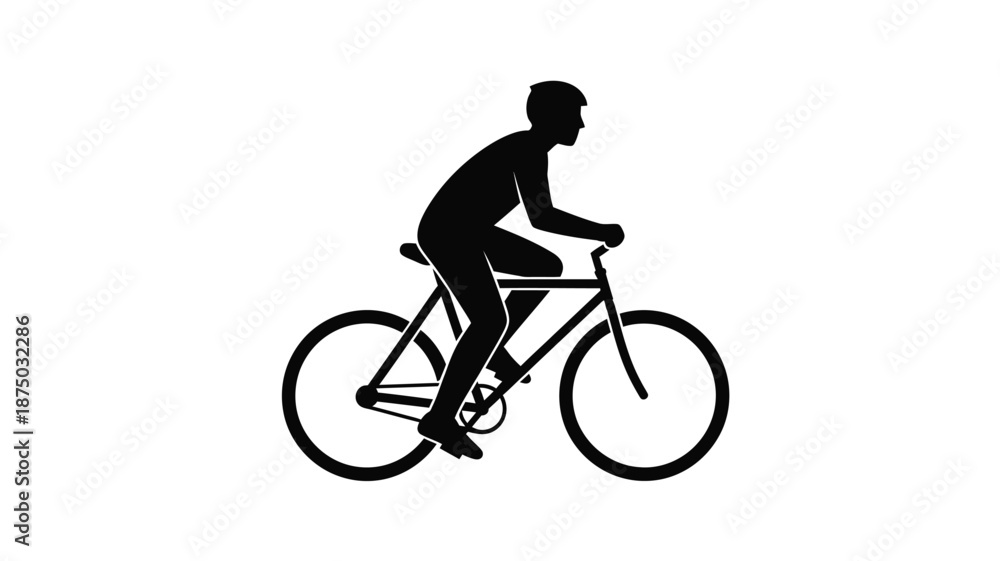 Obraz premium A cyclist riding a bicycle in a stark black silhouette