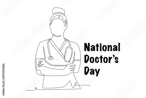 National doctor's day concept one-line drawing
