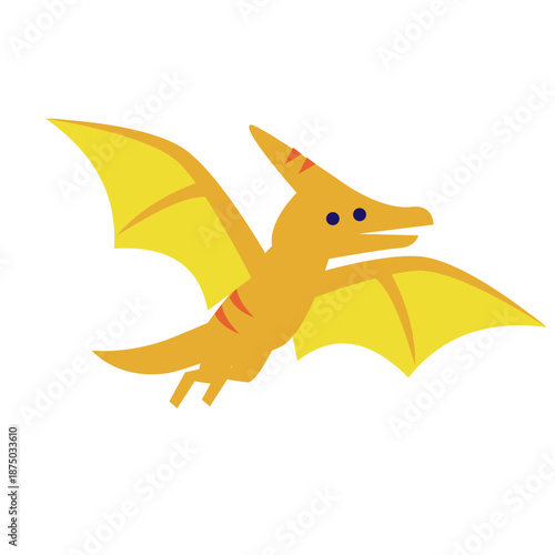 空を飛ぶ翼竜のかわいい恐竜キャラクターのシンプルなイラスト