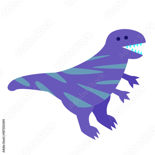 大きな口が特徴のティラノサウルスのかわいい恐竜キャラクターのシンプルなイラスト