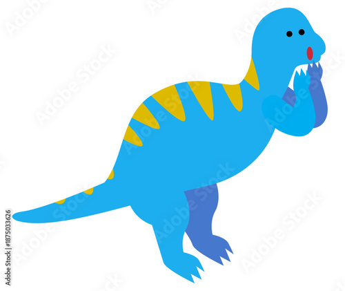 驚いて口に手を当てるパキケファロサウルスのかわいい恐竜キャラクターのシンプルなイラスト