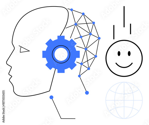 Artificial intelligence concept. Artificial intelligence links technology, neural networks, and global connectivity. Artificial intelligence advances intuitive human-machine interaction. Applications