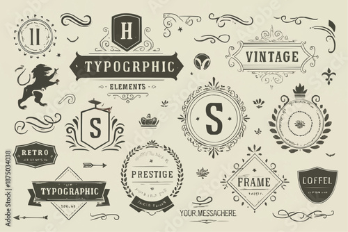 Classic vintage typographic badges and design elements
