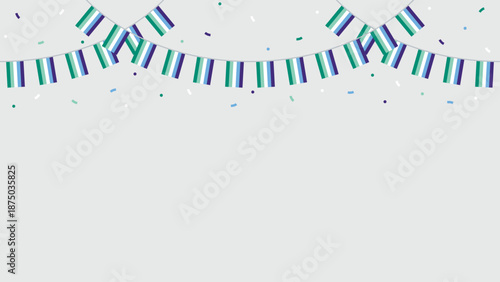 Green, white, blue and purple colored party bunting, as the colors of the gay man flag. LGBTQI concept. Flat design illustration.