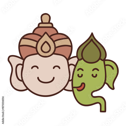 Indian Gods Set, Agni, Ganesha, Indra Idols Cartoon Vector Illustration
