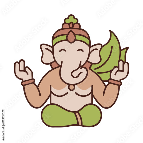 Indian Gods Set, Agni, Ganesha, Indra Idols Cartoon Vector Illustration