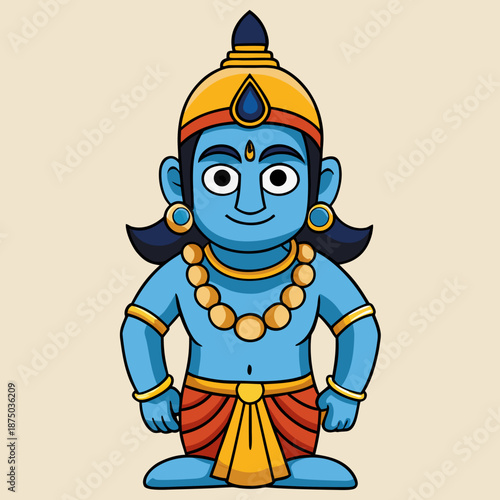 Indian Gods Set, Agni, Ganesha, Indra Idols Cartoon Vector Illustration
