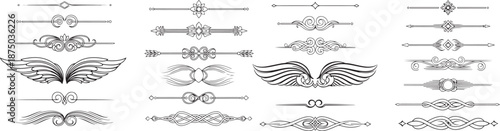 set of elegant flourish page dividers vector design eps