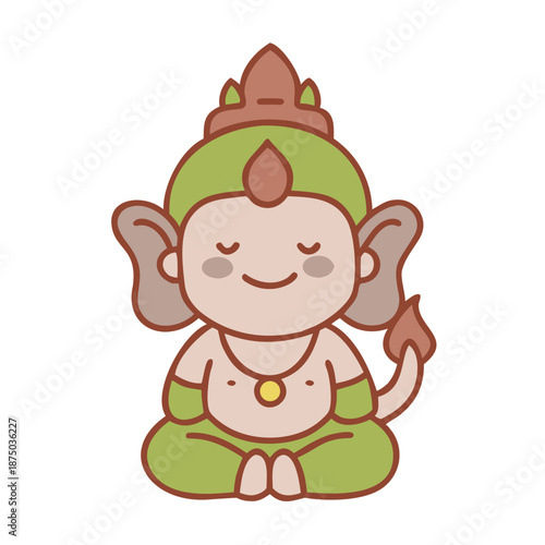 Indian Gods Set, Agni, Ganesha, Indra Idols Cartoon Vector Illustration