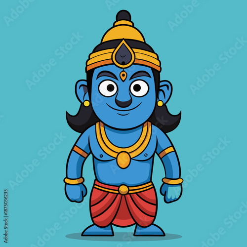 Indian Gods Set, Agni, Ganesha, Indra Idols Cartoon Vector Illustration
