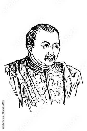 Wallpaper Mural Bertrand du Guesclin, legendary French military commander and knight during the Hundred Years' War, known as the Eagle of Brittany, old vintage illustration, 1897 Torontodigital.ca