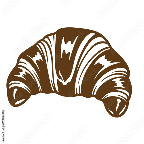 Vintage Brown chocolate croissant pastry on white background