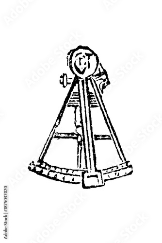 Tableau sur toile A marine sextant with graduated arc and optical sights, showing precision navigation instrument for celestial observations and maritime positioning, old vintage illustration, 1897