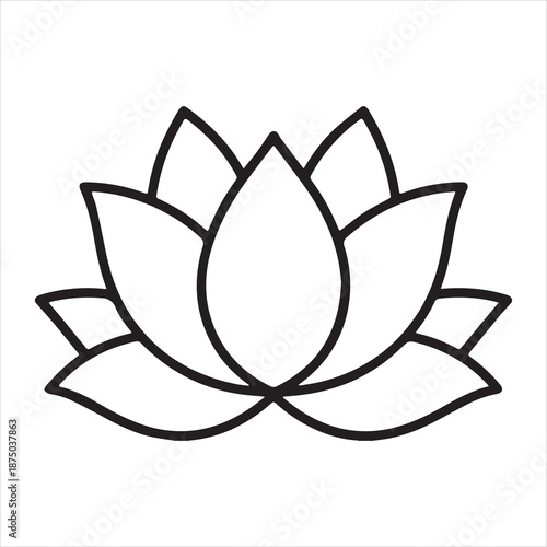 Simple outline drawing of a blooming lotus flower