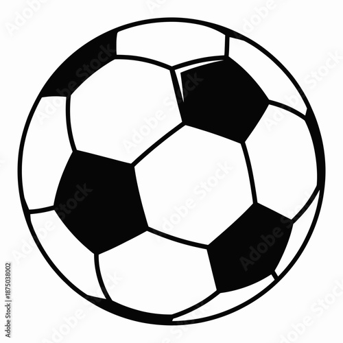 A black and white soccer ball with traditional pentagon and hexagon pattern sports ball