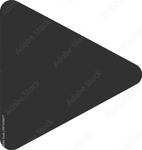 Simple black play button icon signifying media initiation or starting a process on a clean white background