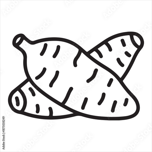 Simple line drawing of two sweet potatoes crossed together