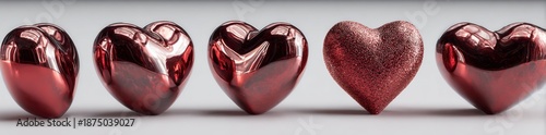 A  modern collection of Valentine's Day hearts isolated on a transparent stock background
