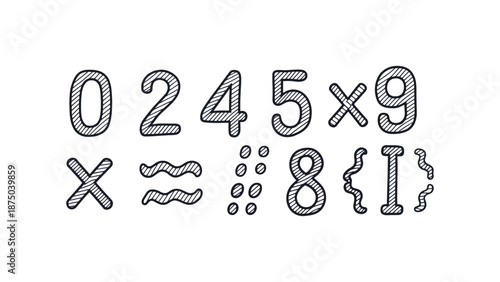 A creative illustration of mathematical symbols and numbers on a white background