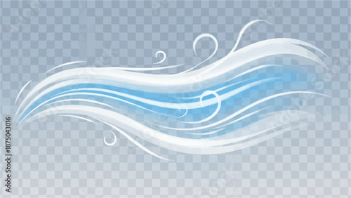 A stylized gust of wind, depicted with flowing blue and white swirls against a transparent backdrop
