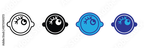 Vector illustration icon a set of four different colored pot or pan icons with handles and lids on a white background