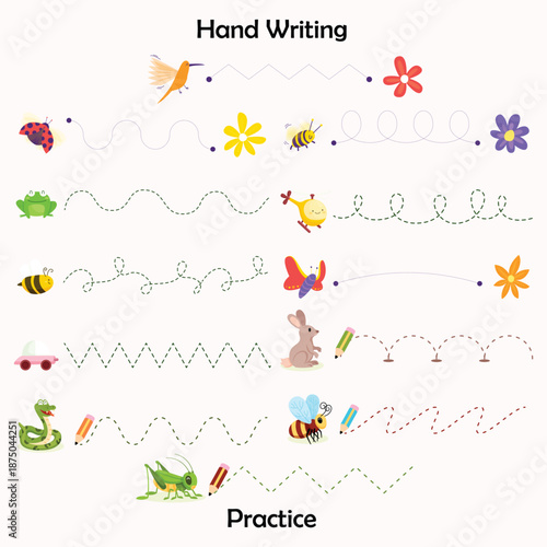 Tracing line for preschool or kindergarten. Practice writing skill.