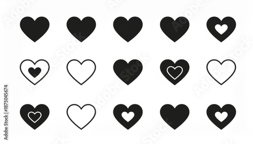 Heart Health Black and White Vector Icon Set