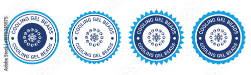 Cooling Gel Beads Technology Ice Relief Blue Badge Icons for Pain Therapy and Medical Products