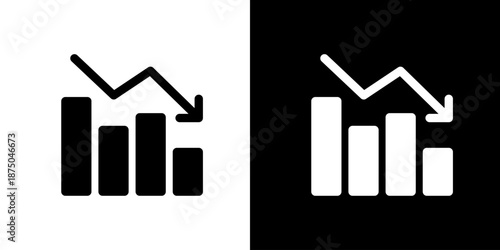 下降・低下・減少のグラフアイコン（ベクター）