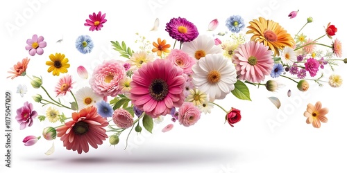 Flower bouquet with many different types of flowers