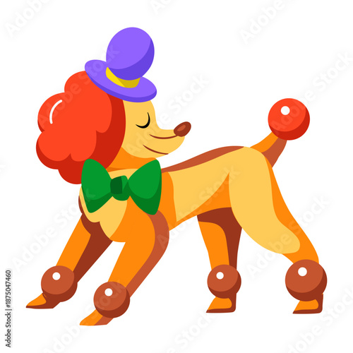 A flat style icon depicting poodle dog  
