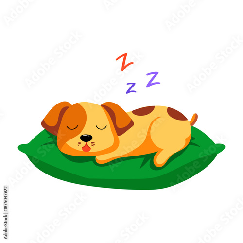A flat style icon representing sleeping dog  