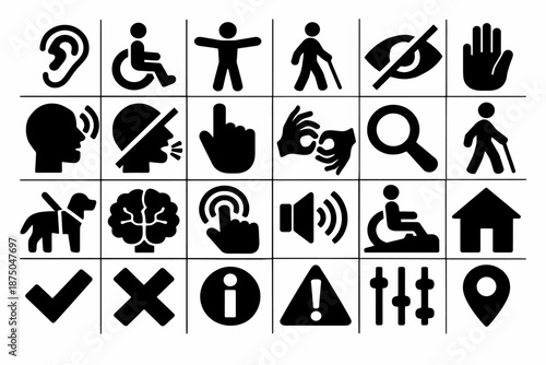 Collection of universal accessibility and communication symbols