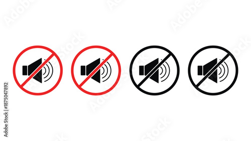 A set of no sound icons in different colors on a white background