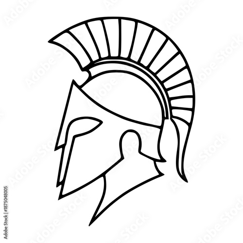 Spartan helmet warrior logo vector illustration line art