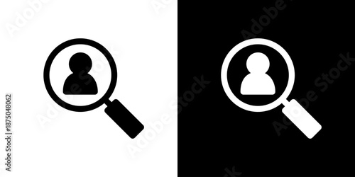 採用・選考・求人募集の虫眼鏡アイコン（ベクター）