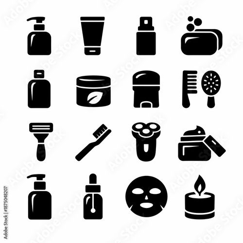 Various personal care and grooming product silhouettes