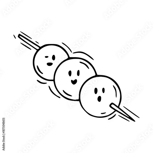 Fotografija adorable sweet mochi balls on stick vector line art