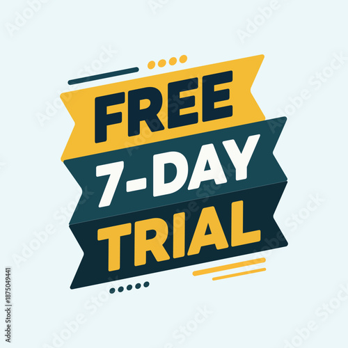 Attractive free seven day trial offer banner with bold text and dynamic design elements