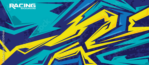  colorful car wrap template design. racing background. abstract car decal design. racing sports car wrap