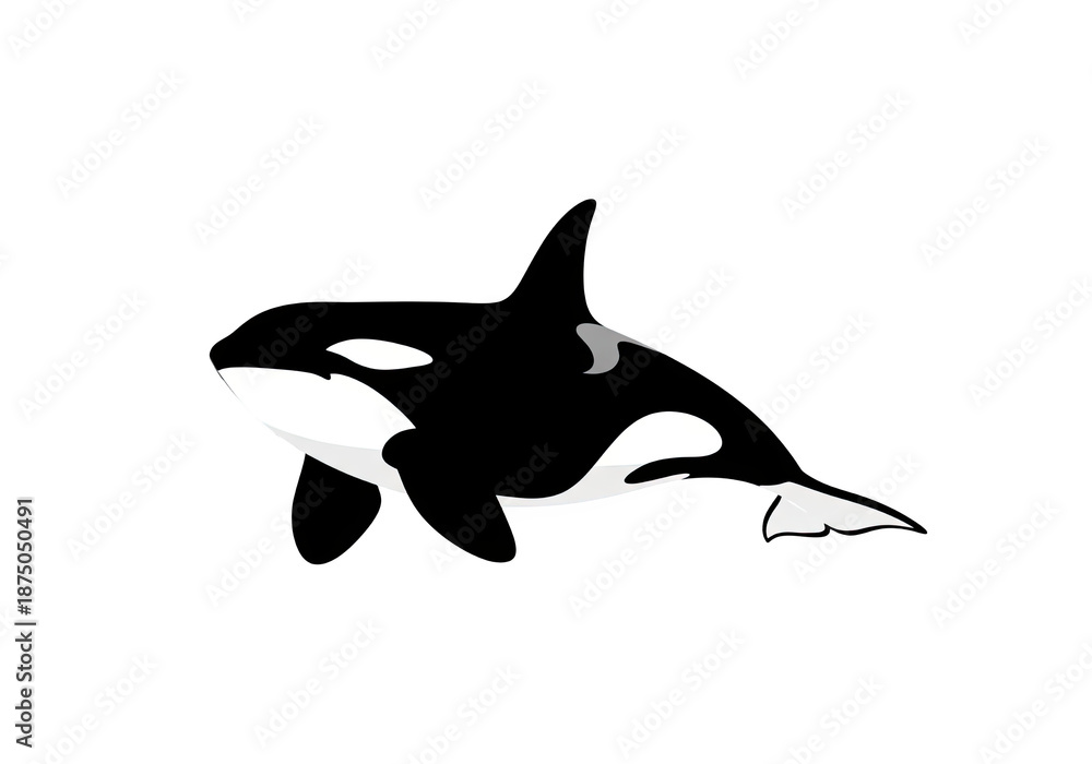 Fototapeta premium Orca Killer Whale Side Profile Simple Graphic Isolated On White Transparent Background
