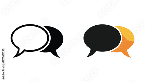 Speech bubbles icon set for communication and discussion