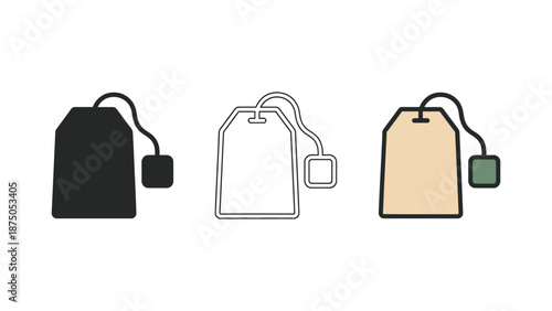 Three different colored tags with strings on a white background