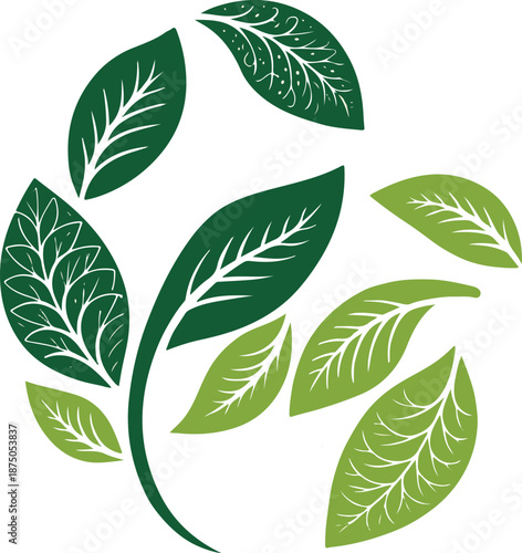 Green Leaf Nature Illustration Representing Eco and Organic Growth Concept