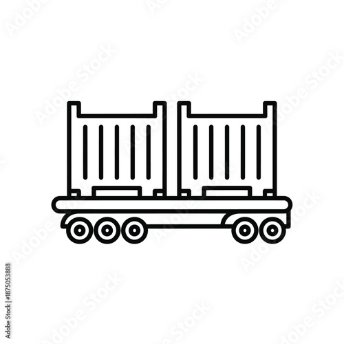 Vector illustration icon a simple line drawing of a rail cart with two crates on a white background