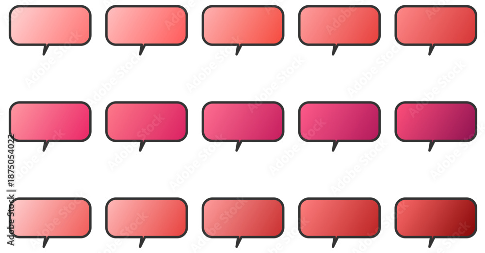 Obraz premium Vector Graphic Speech Bubble Icon Set in Gradient Red and Pink Tones for Digital Design and Communication Apps