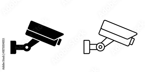 Surveillance camera set icon isolated on white background.