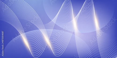 Abstract blue purple background with shining wave lines and circle elements. Minimalist futuristic technology concept background for banner, poster, cover, brochure, flyer, website