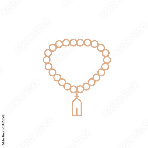 Islamic Prayer Beads (Misbaha) Minimalist Line Art - Religious Design Element